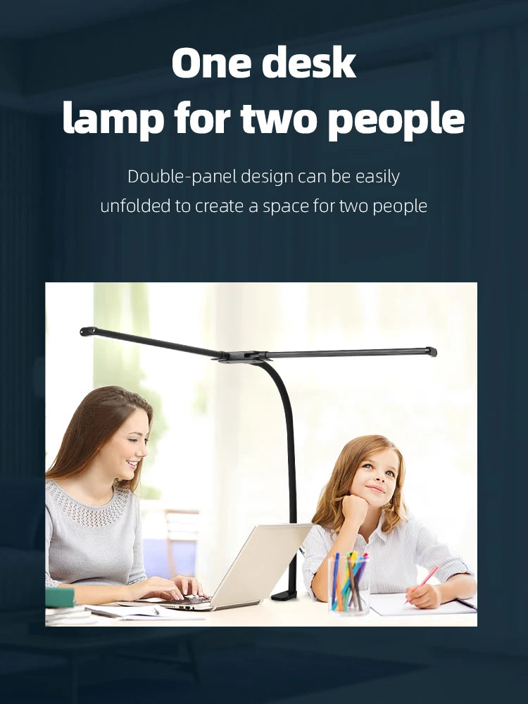 Lampes de bureau LED à double tête, lumière de moniteur d'ordinateur à intensité variable en continu, lampe de table USB pour étude de bureau, luminaire de lecture  lumiere bureau  lampe ecran ordinateur