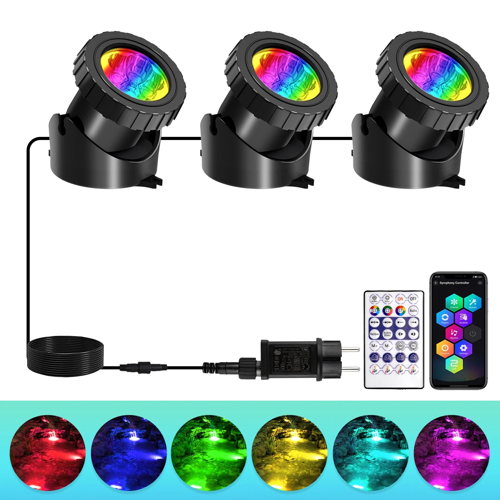 2/3/8/10 LED lumières étanche IP68 fontaine sous-marine étang Spot lumière paysage projecteur pour jardin APP télécommande