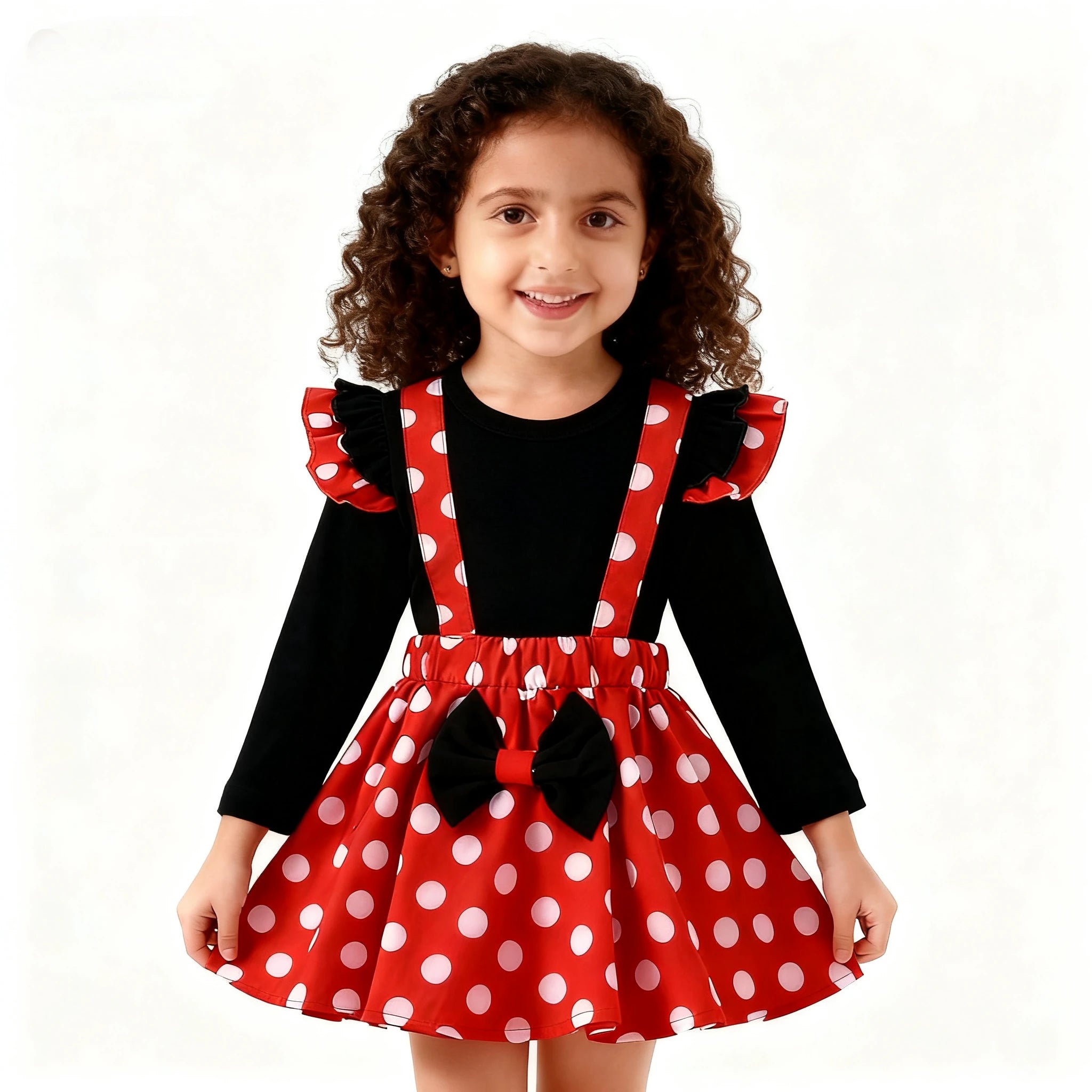 Tenue d'été pour enfants de 1 à 5 ans, ensemble de vêtements pour bébés filles, Costume d'anniversaire pour enfants, hauts à pois, jupe, robe Cosplay Minnie avec bandeau