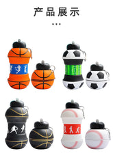 Les enfants plierent les tasses d'eau de Sports de plein air bouteille de basket-ball/Football, bouteille d'eau Portable étanche pour enfants étudiants, peut accrocher le sac à dos