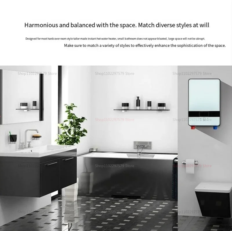 Chauffe-eau électrique instantané Portable petit chauffage rapide adapté pour salle de bain cuisine douche eau chaude rapide lorsqu'il est nécessaire