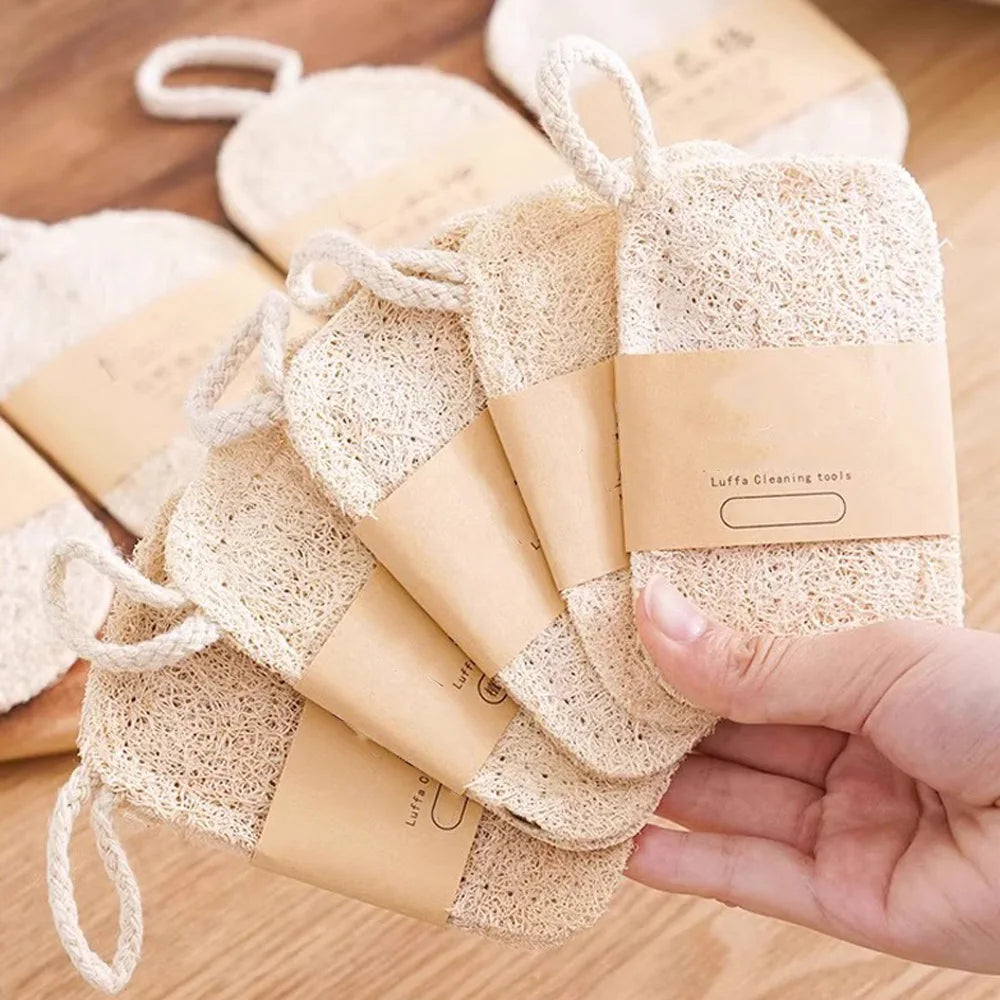 10 pièces/5 pièces/1 pièce-éponge loofah naturelle Double couche pour le nettoyage de la cuisine, biodégradable, adaptée au nettoyage de la cuisine