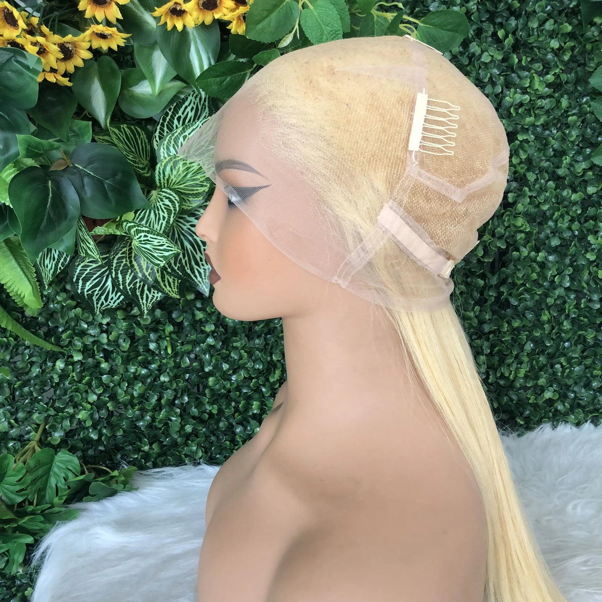 Perruque Lace Front Wig 100% naturelle, cheveux lisses, blond 250, pre-plucked, sans colle, densité 613, HD, ultraviolets