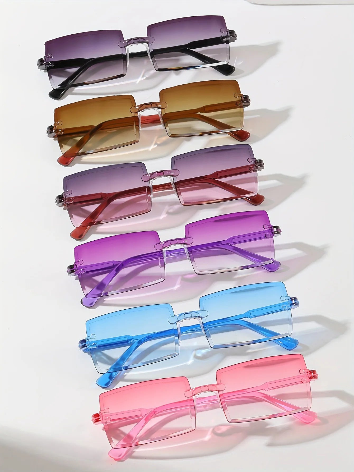 Lunettes de soleil rectangulaires pour femmes et hommes, 6 pièces, mignonnes, couleur bonbon, nuances décoratives, UV400