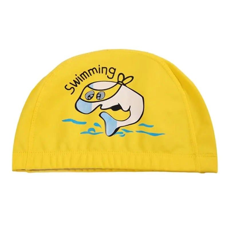 Bonnet de bain imperméable en tissu PU pour enfants, mignon, Animal de dessin animé, dauphin, protège les oreilles, cheveux longs, pour garçons et filles