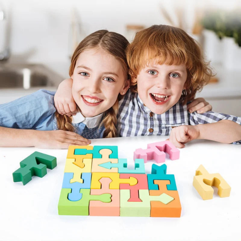 Puzzles en bois pour enfants, blocs de construction assemblés, jouets éducatifs, pensée logique, entraînement spatial, jouets Montessori