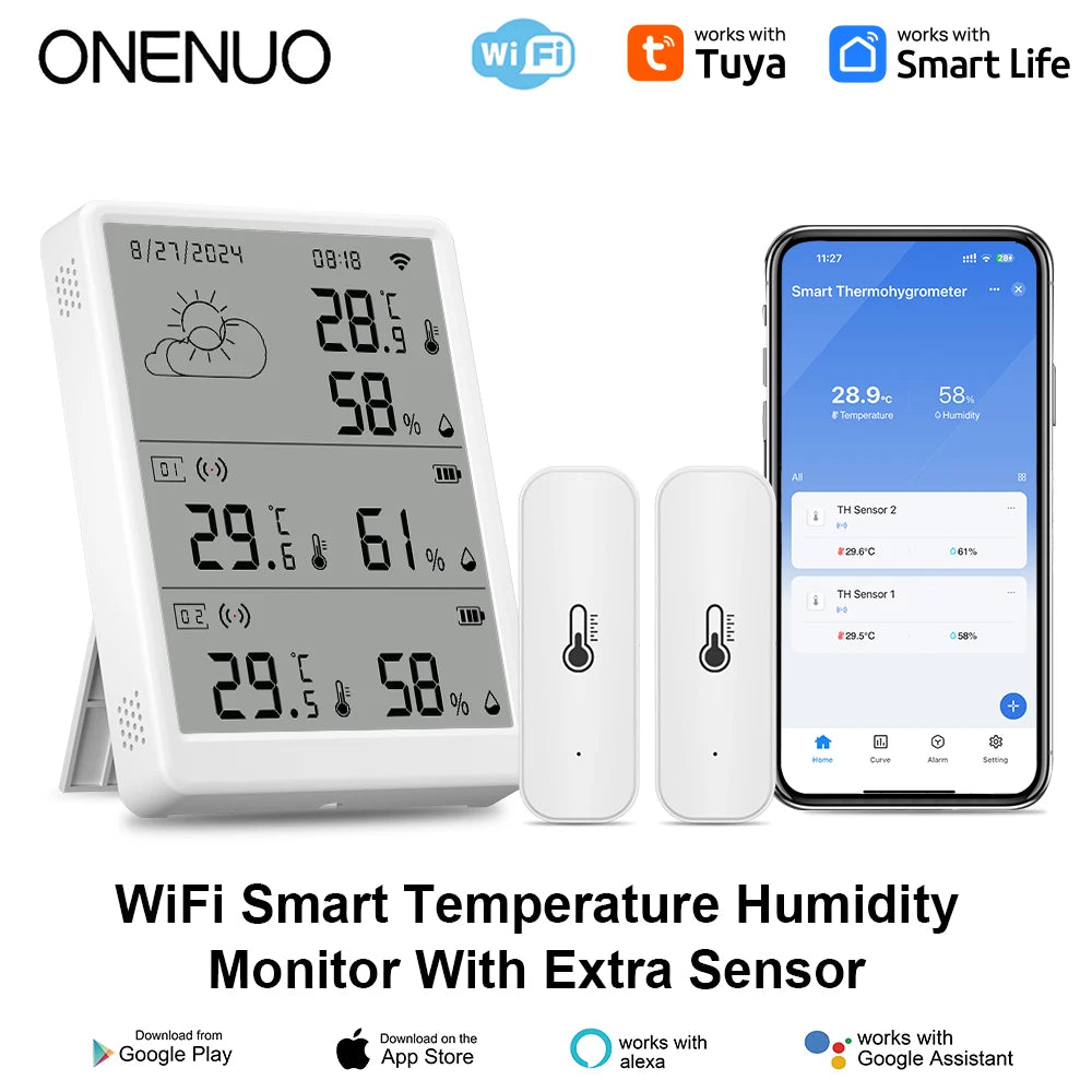 Tuya – Station météo WiFi, capteur de température, Kit thermohygromètre intelligent, passerelle Wi-Fi et thermohygromètre 433mhz avec alerte par application