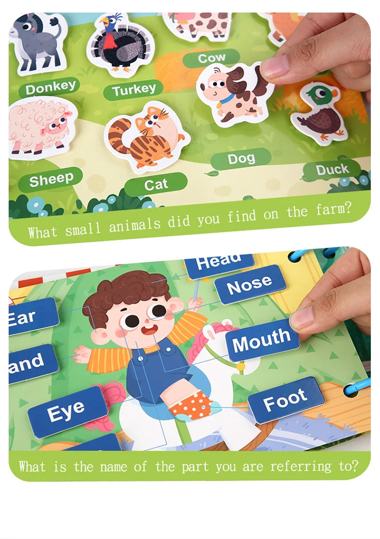 Livre Montessori pour bébé, mon premier livre silencieux, jouet éducatif pour l'apprentissage précoce, jeu assorti pour bébés de 2 à 3 ans