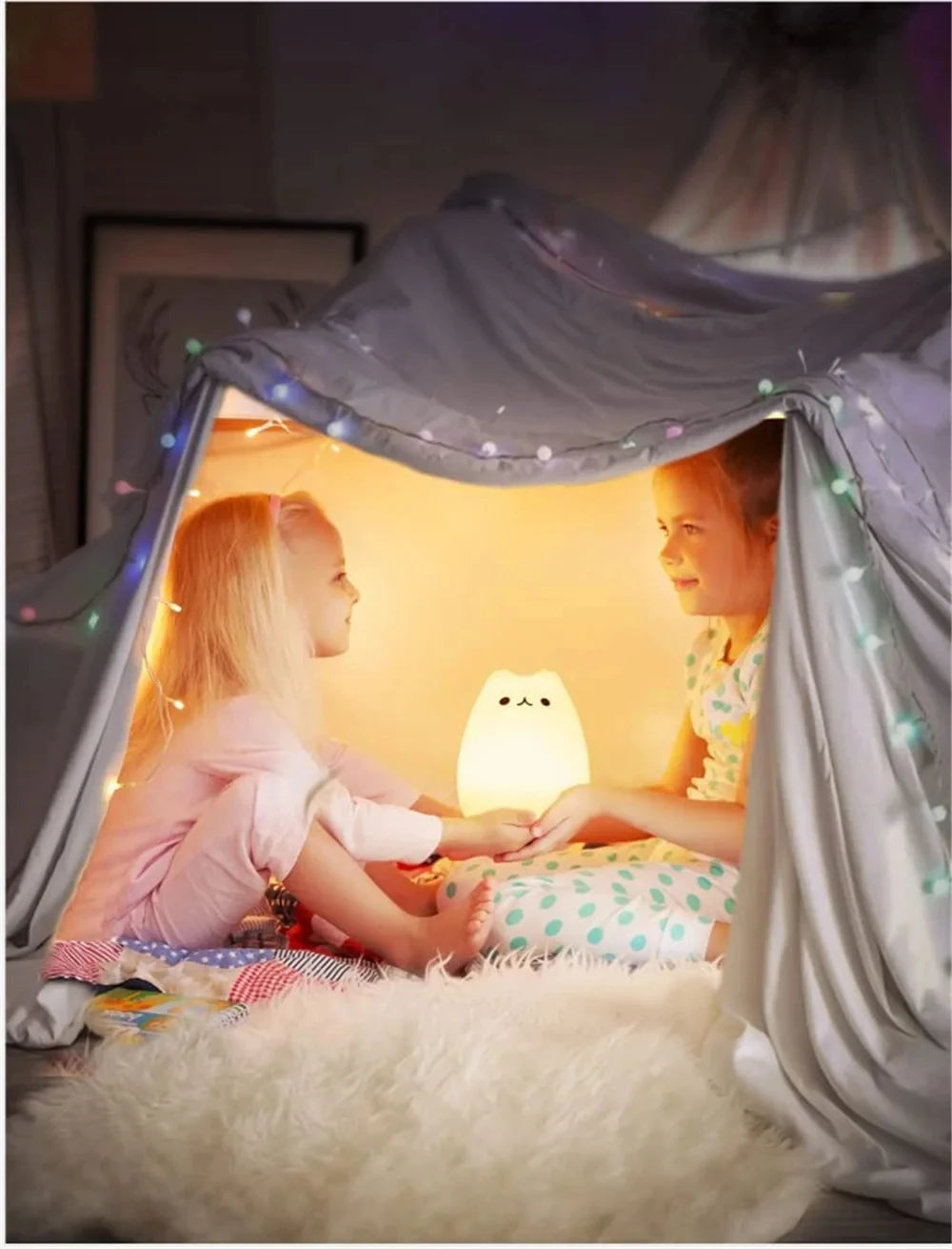 Veilleuse chat pour enfants lampe de nuit mignonne pour pépinière Squishy Silicone chat tactile lumières Portable cadeau pour enfants bébé enfants