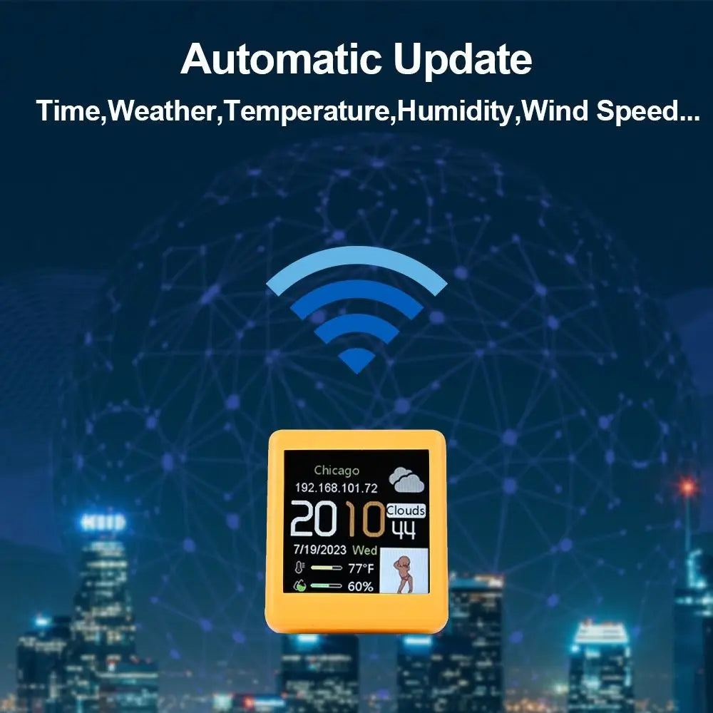 Petite Station météo Wifi intelligente Portable, affichage météo, température, humidité, heure, réveil numérique, décoration de bureau pour la maison