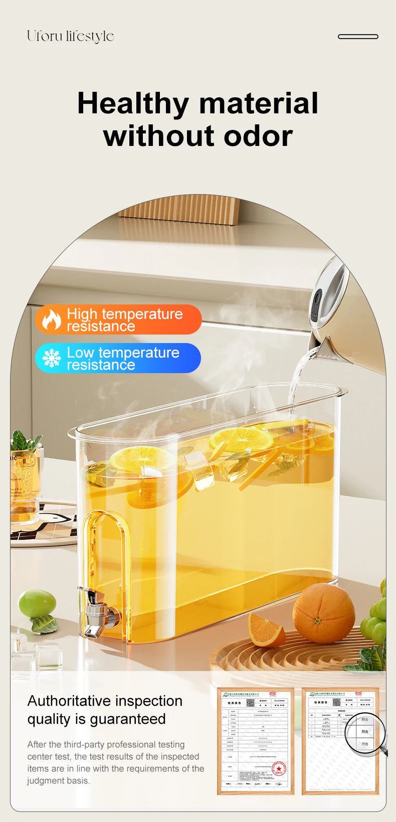 UFORU bouteille d'eau froide avec robinet ménage sens avancé grande capacité scellé bouteille d'eau froide de qualité alimentaire