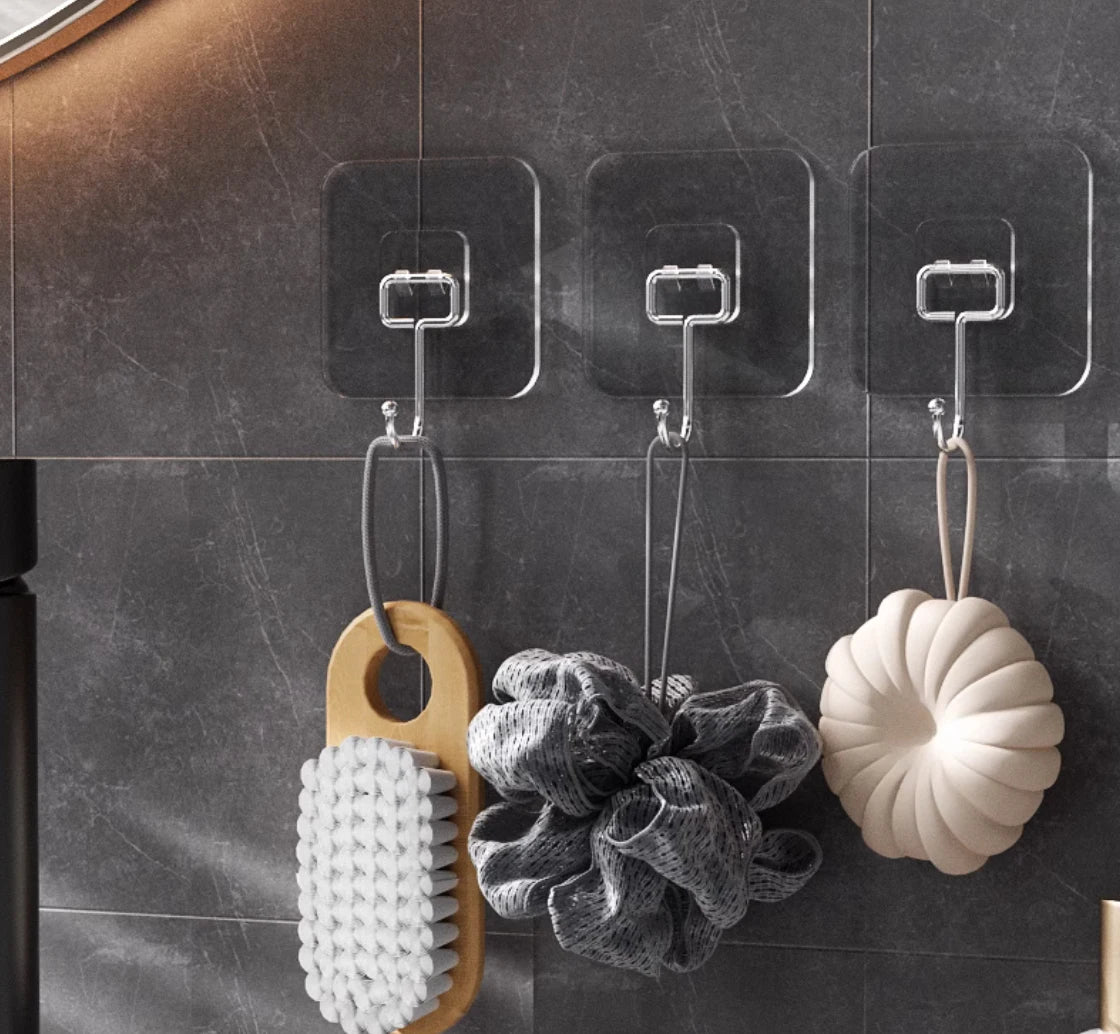 Crochets muraux adhésifs imperméables et robustes, 5/20 pièces, sans clous, transparents, auto-hésion, crochets étanches pour cuisine et salle de bains