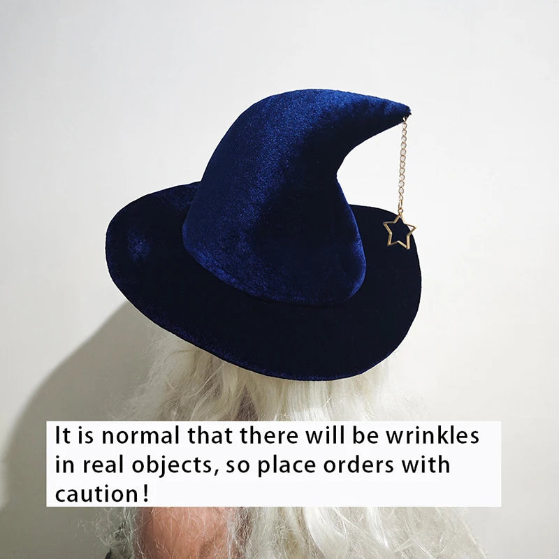 Chapeau de sorcière d'halloween pour enfants et adultes, avec motif étoile mon, chapeau de magicien, Costume de Cosplay, accessoires de déguisement amusants pour fête d'halloween