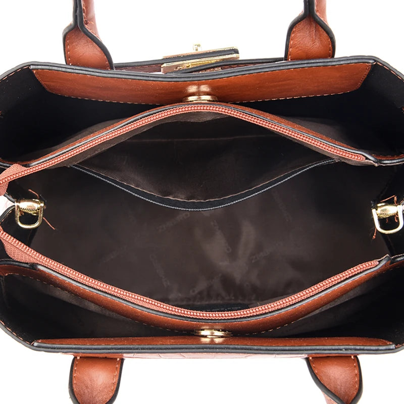 Famous brand women's handbags, high quality crocodile stripe three-piece designer shoulder bag/tote bag 