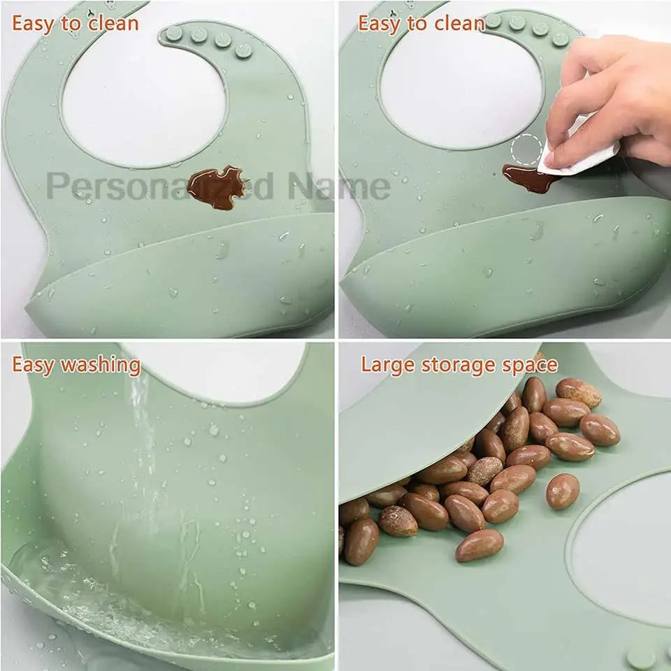 Bavoir en Silicone pour bébé et enfant en bas âge, imperméable, souple, avec poche de chargement, pour garçons et filles, Logo personnalisé gratuit