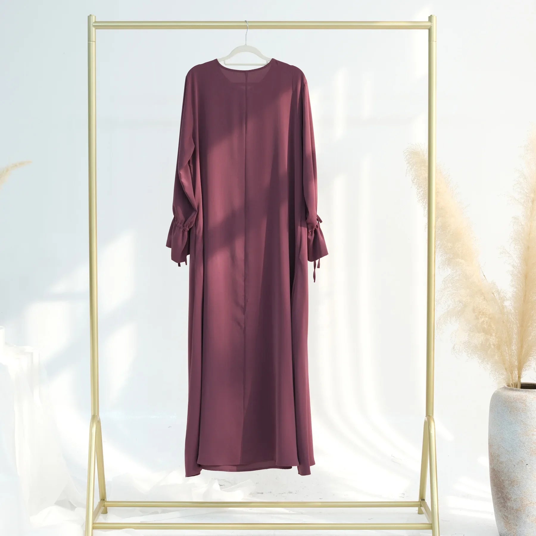 Abaya-Robe de Couleur Unie pour Femme Musulmane, Vêtement d'Église Islamique, Élégant, à la Mode, pour Ramadan Arabe, Dubaï, Turquie, 2025