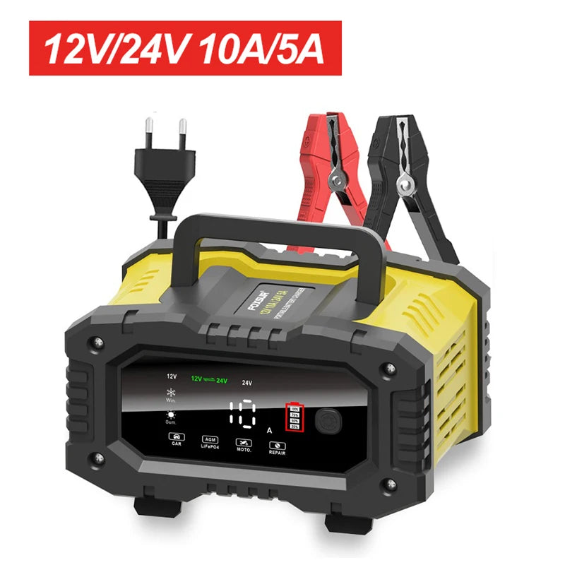 Chargeur de batterie intelligent pour voiture et moto, chargeurs de batterie au lithium, AGM GEL, plomb-acide, veFePO4, 20A, 10A, 12V, 24V
