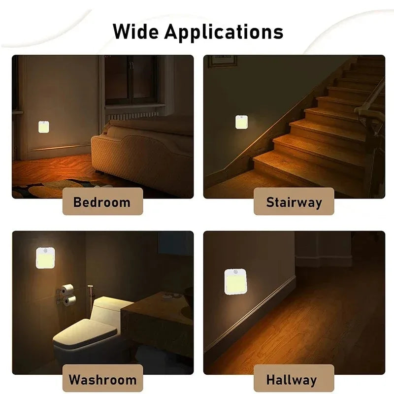 Lampe de chevet LED pour enfants, veilleuse avec prise US/EU, capteur de mouvement intelligent, applique murale pour la maison, adaptée au couloir
