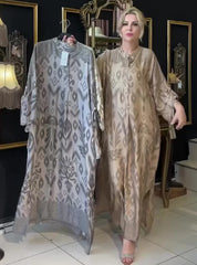 Ramadan Eid Muslim women's printed dress Jalabiya long Arabic dress Abaya Dubai Saudi dresses Moroccan caftan Abayas modest dresses