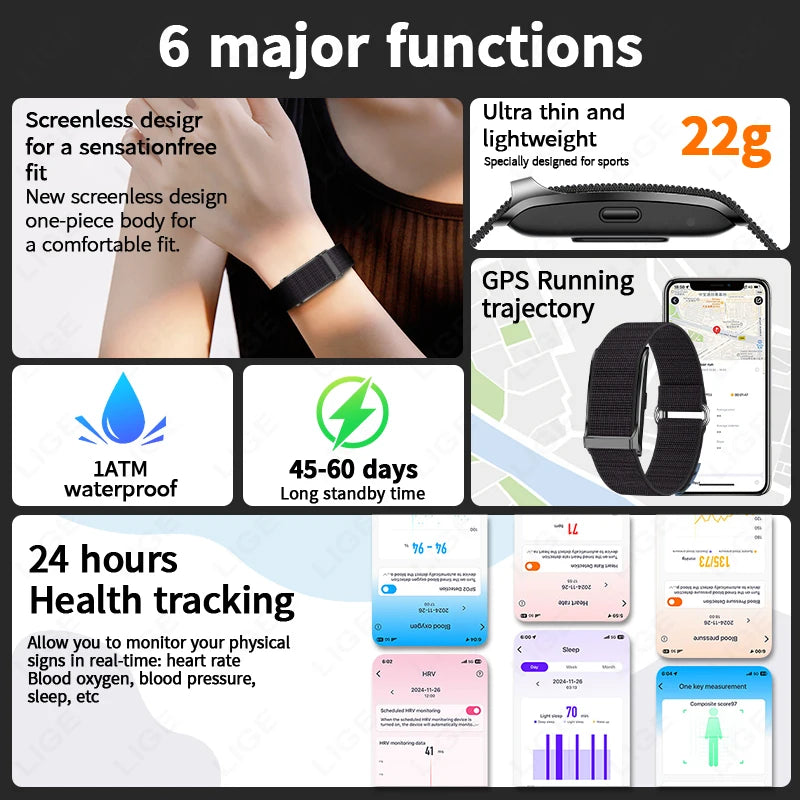 LIGE montre intelligente hommes femmes Fitness Bracelet intelligent bande de sport fréquence cardiaque tensiomètre étanche multifonction montres