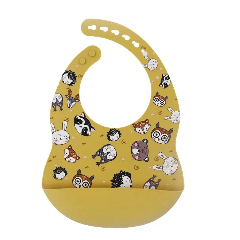 Nouveauté bavoirs en silicone pour bébé impression en silicone bavoir pour nouveau-né alimentation rot tissu avocat zoo tracteur impression vaisselle