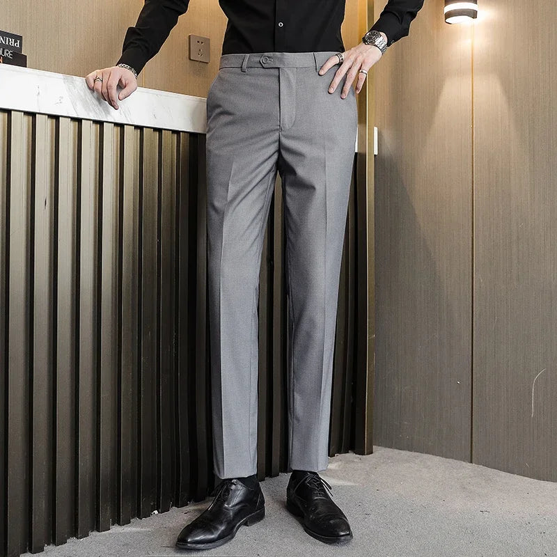 Pantalons formels hommes 2024 nouveau élégant homme bureau travail pantalon décontracté élastique coton pantalon hommes 17 couleurs pantalons Hombre
