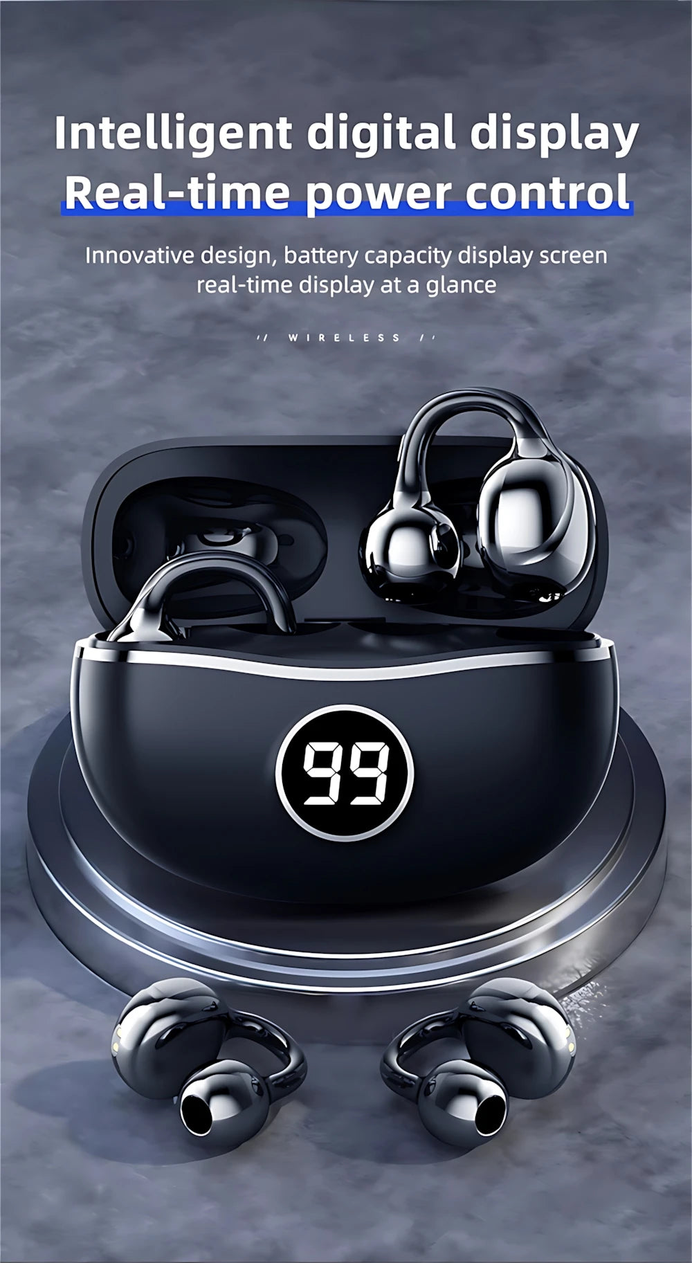 Casque sans fil Fone Bluetooth casque avec micro mains libres suppression du bruit écouteurs Clip oreille musique sport jeu bouchon d'oreille