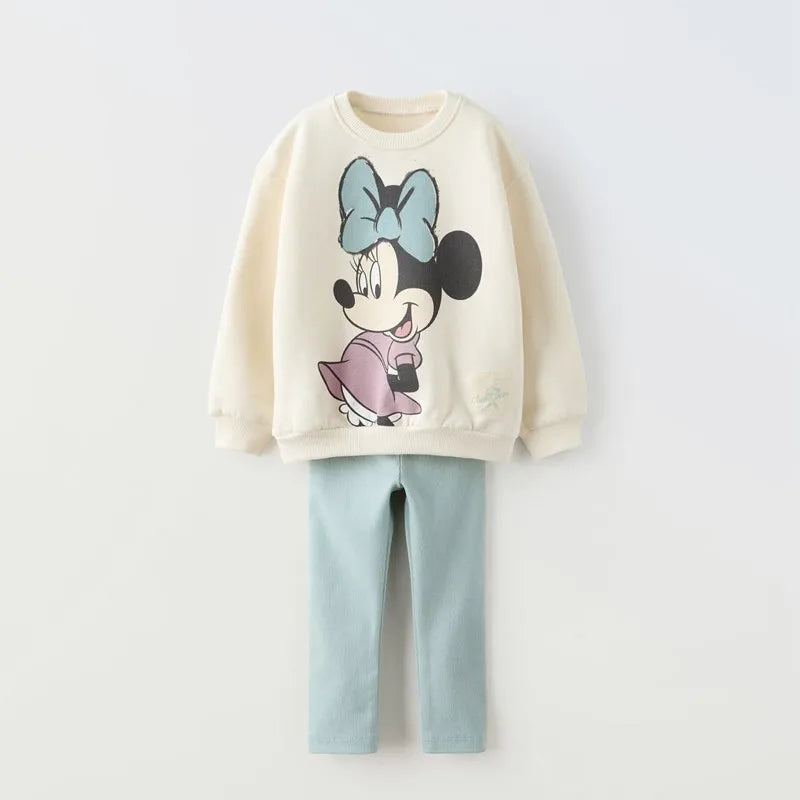 Minnie Mouse modèle bébé fille automne sweat costume conception populaire hauts + Leggings deux pièces ensemble enfants vêtements ensemble pour enfants