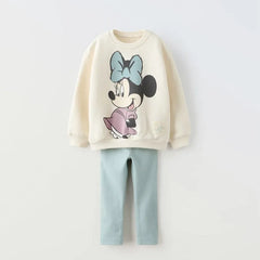 Minnie Mouse modèle bébé fille automne sweat costume conception populaire hauts + Leggings deux pièces ensemble enfants vêtements ensemble pour enfants