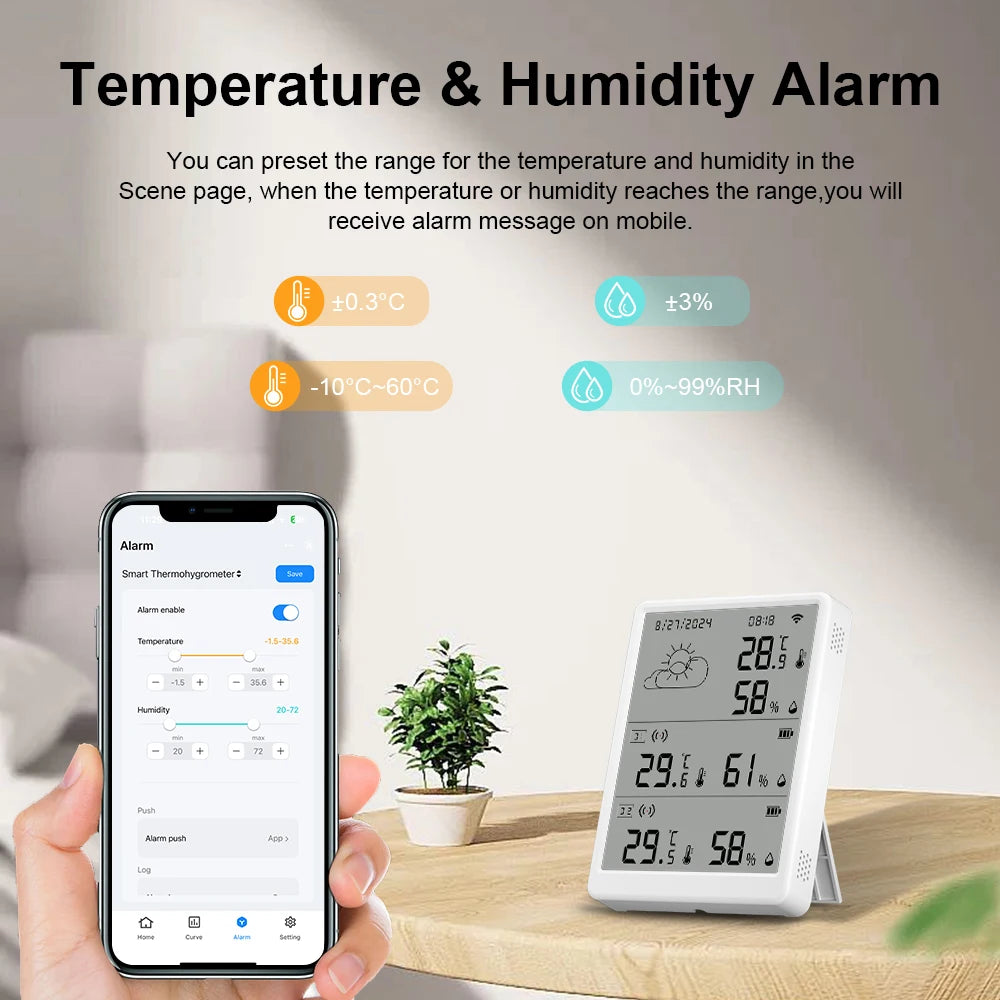 Tuya – Station météo WiFi, capteur de température, Kit thermohygromètre intelligent, passerelle Wi-Fi et thermohygromètre 433mhz avec alerte par application