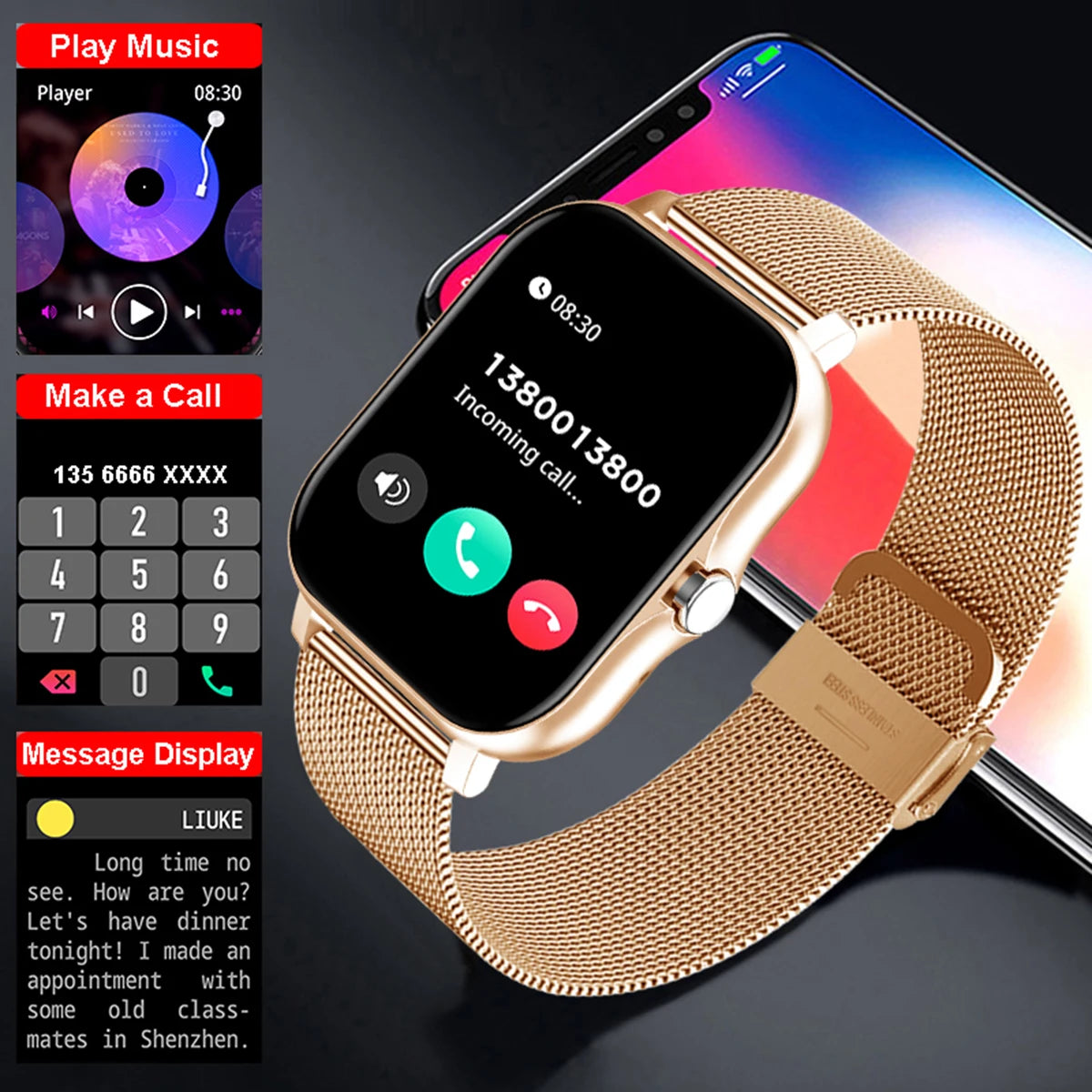 2025 nouvelle montre intelligente hommes femmes cadeaux 1.83 ''écran tactile complet Sport Fitness Tracker Smartwatch hommes BT appels numérique smarthwhatch