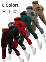 Pantalon de Yoga sans couture pour femmes, teinture par nouage, taille haute, doux et confortable, vêtements de sport, Leggings d'entraînement, collants