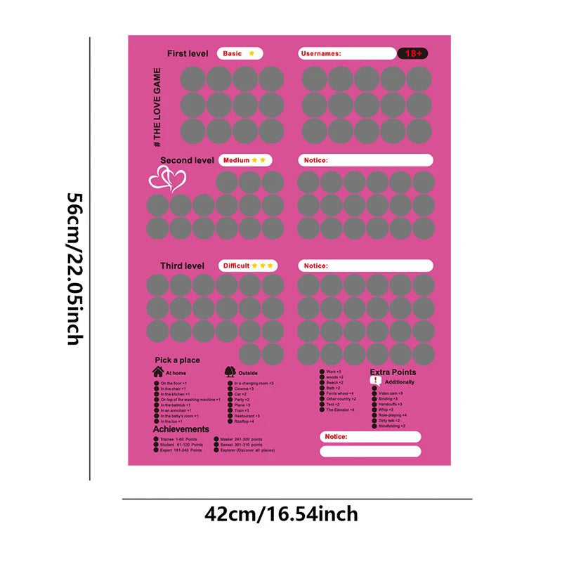 100 jeu de Position sexuelle Couples Position sexuelle panneau à gratter affiche jeu d'amour Scratch Date nuit jeu à gratter pour adultes jouets sexuels