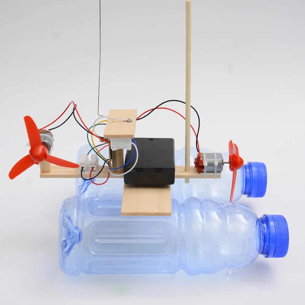 Kit de jouets éducatifs à monter soi-même, jouets scientifiques, télécommande, modèle de bateau à vent, cadeaux pour enfants (sans bouteilles)
