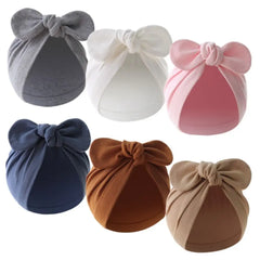 Bébé filles garçons chapeau mignon fleur noeud oreilles de lapin chapeau coton nouveau-né bonnet casquettes pour enfants enfant en bas âge infantile cheveux accessoires