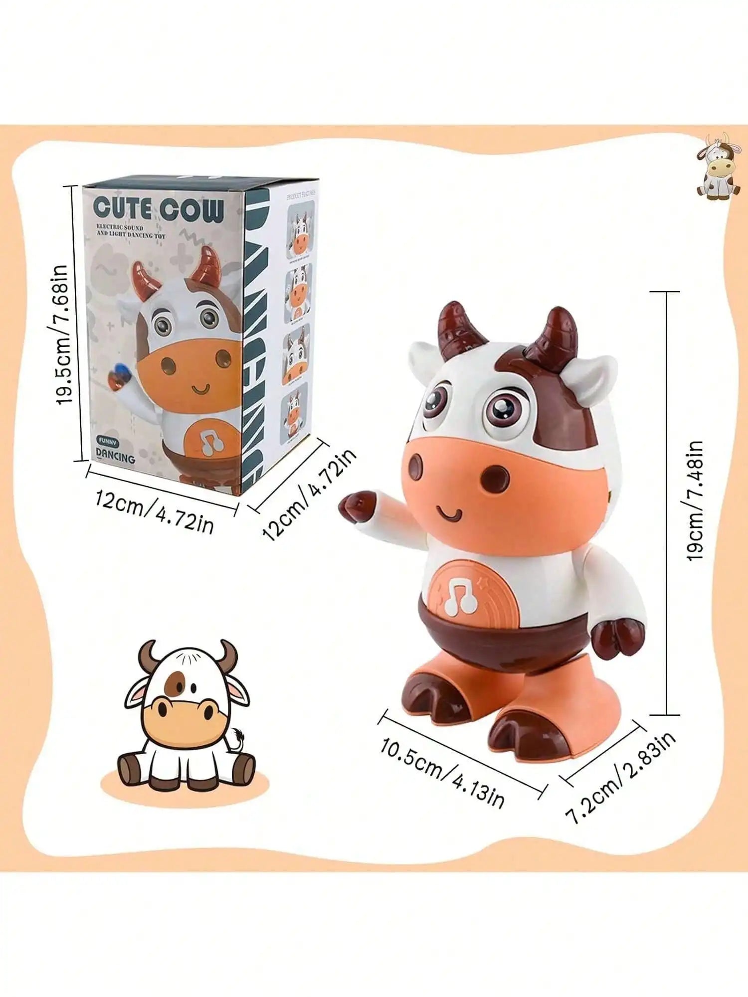 Jouet de vache dansante pour bébé, vache en peluche à musique électrique avec chansons et mouvements amusants, jouets interactifs pour bébé, mignon G de noël pour tout-petits