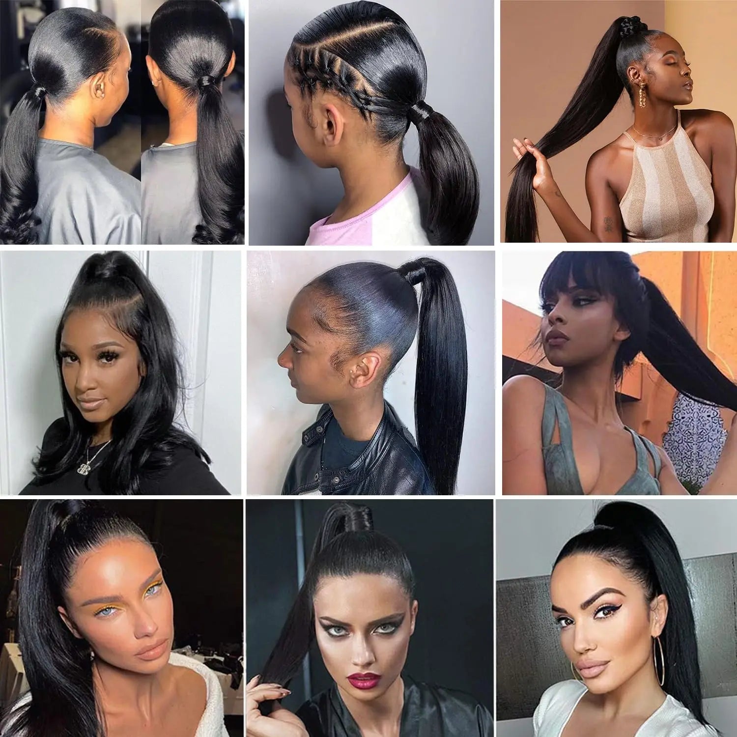 100G queue de cheval Extensions de cheveux humains enveloppe droite autour de la prêle 100% Remy cheveux humains 10 "-32" Extension de queue de cheval pour les femmes