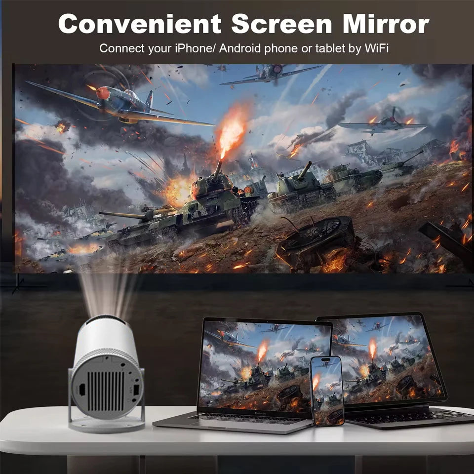 Projecteur domestique 4K 1280*720P double Wifi HDMI 260ANSI 180 ° Projecteur portatif extérieur flexible de cinéma vidéo BT5.0 nouveau PK HY300 Pro
