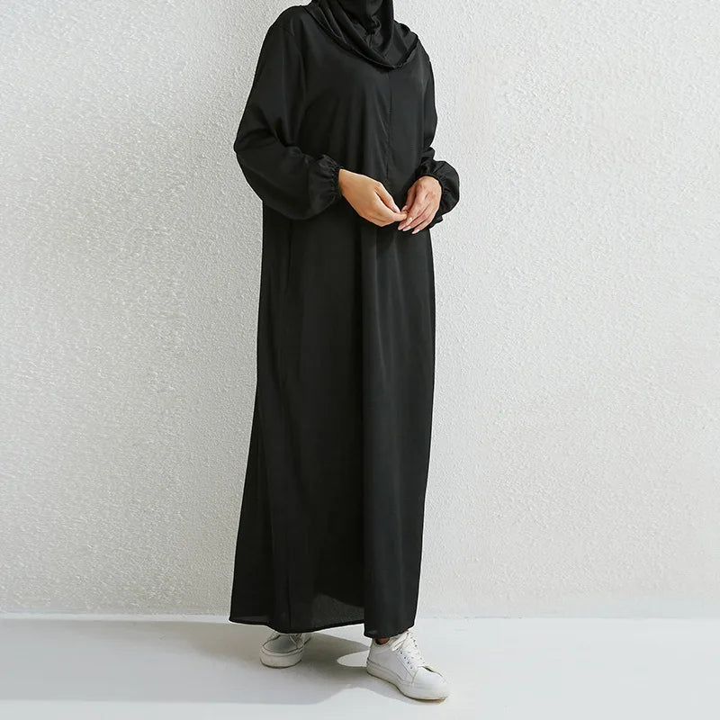 Women's Pop Eid Muslim Abaya Ramadan Moroccan Arabic Pockets Long Floral Dress Dubai Caftan Islamic Abayas Zippers Casual Dresses
