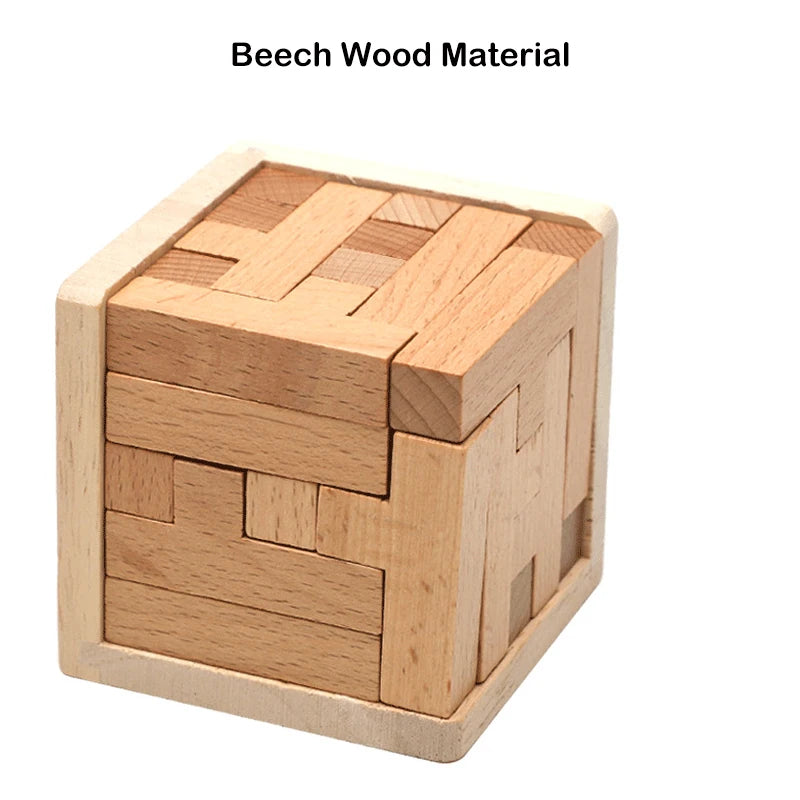 Puzzles 3D en bois avec 25 blocs en forme de T, jouets classiques Luban Lock Cube, jeu intellectuel pour enfants et adultes