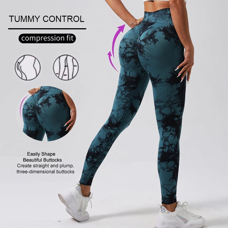 WAREBALL nouveau cravate colorant pantalons de Yoga Leggings de gymnastique femmes sans couture taille haute Push Up Sport collants Fitness entraînement Leggins