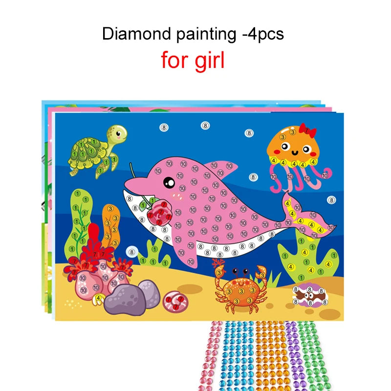 Enfants autocollants faciles à poser jouets bouton/pompon/diamant éducation précoce enfants Puzzle à la main peinture créative 3-6 ans cadeaux TMZ