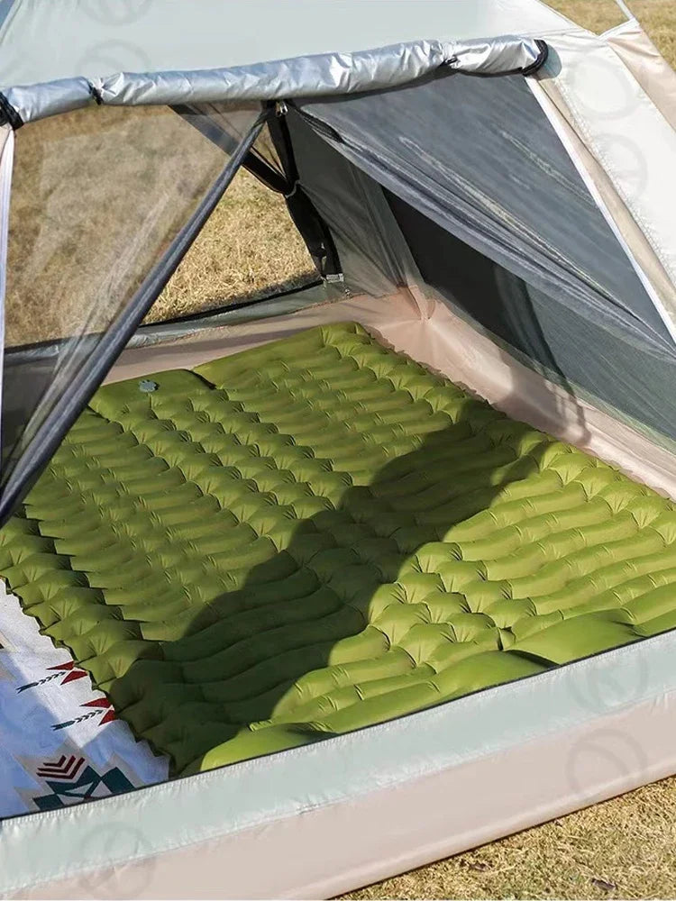 Lit de voyage pour 2 personnes en plein air, tapis d'air Double coussin de couchage pour Camping, tapis auto-gonflant, matelas de couchage avec oreiller pour la randonnée