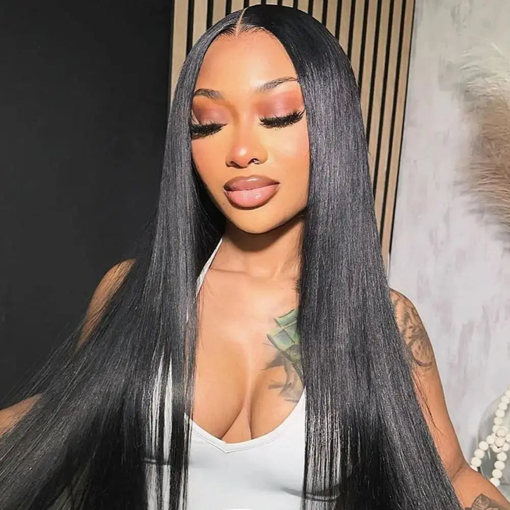 Easy-Go Sophia Straight Lace Frmetals Human Hair, Pré-plumé, Sans colle, Transparent Lace Front Wig, 30 in, 6x4, Prêt à porter