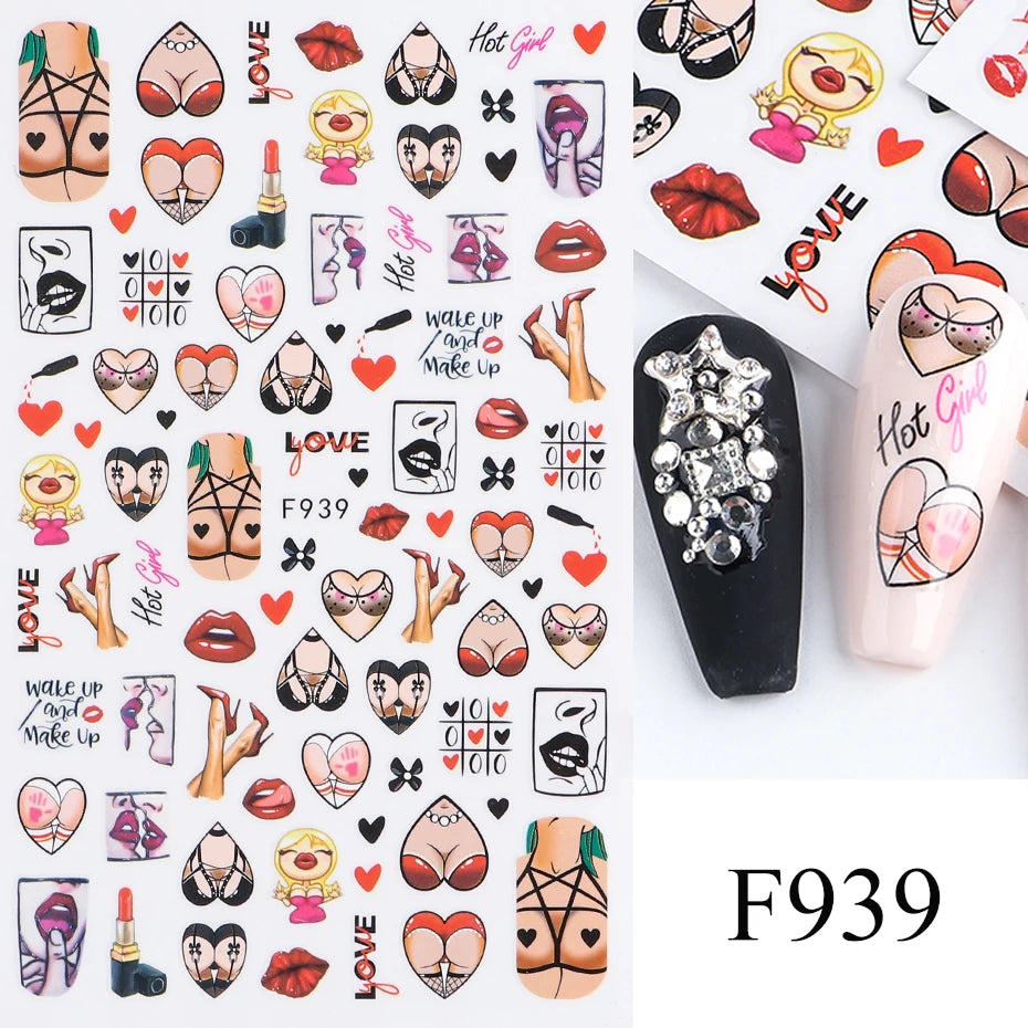 Easter bunny nail stickers, self-adhesive 3D decals, nail art supplies, cartoon character, DIY nail stickers