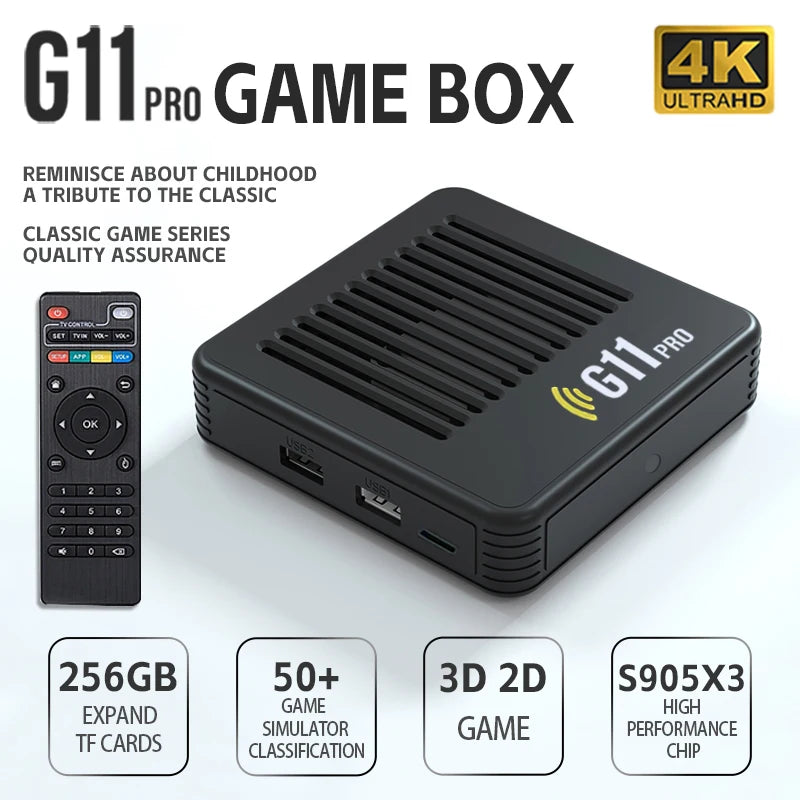 G11 Pro Game Box 4K HD TV Game Stick Console de jeu vidéo 128G intégré 40000 jeux rétro lecteur de jeu Portable manette de jeu sans fil
