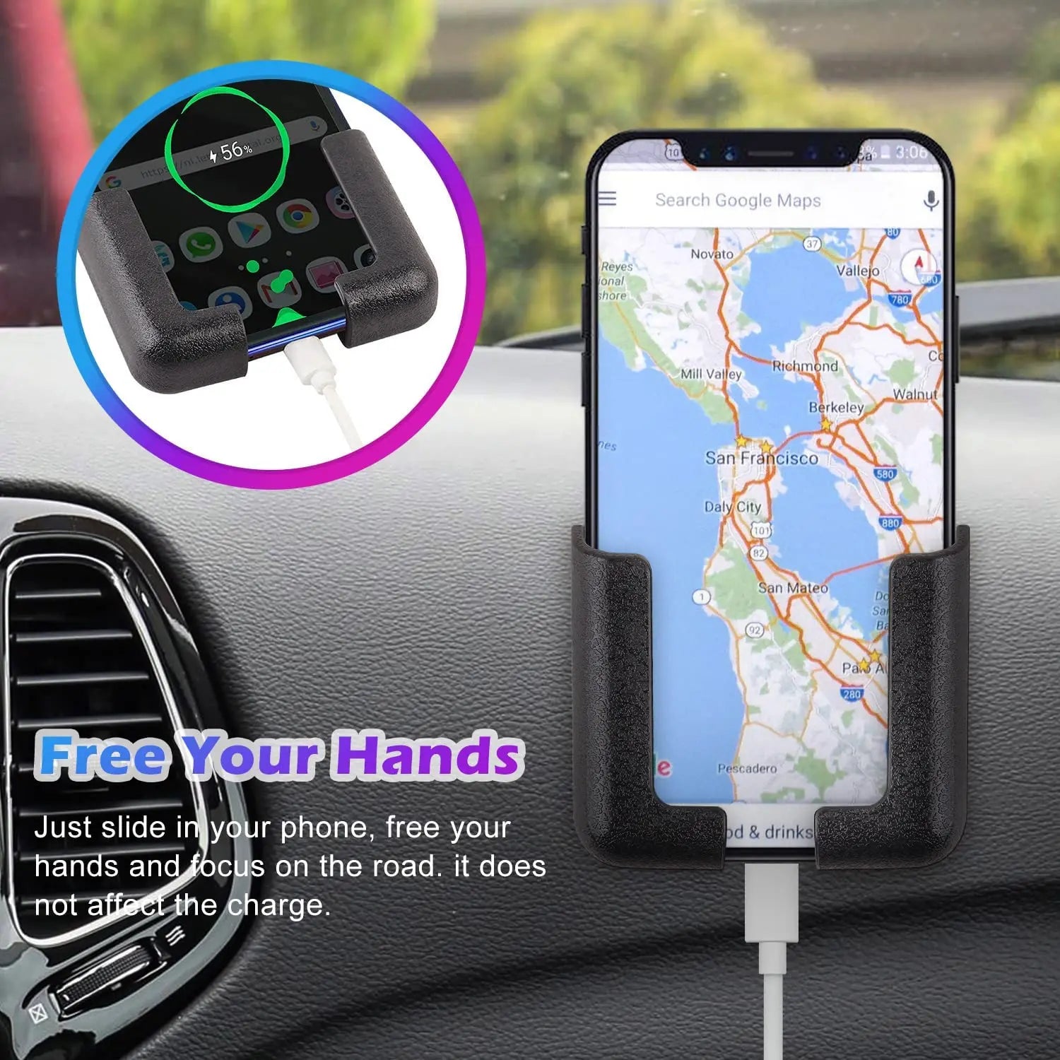 Support de téléphone de voiture multifonctionnel Auto Support de téléphone portable Support de téléphone portable pour crochets muraux de voiture Support de cintre