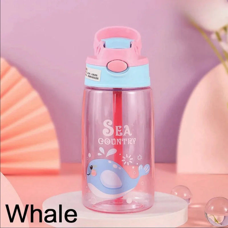 Bouteille d'eau portable avec paille et poignée pour enfants, gobelet pour enfants, 1PC