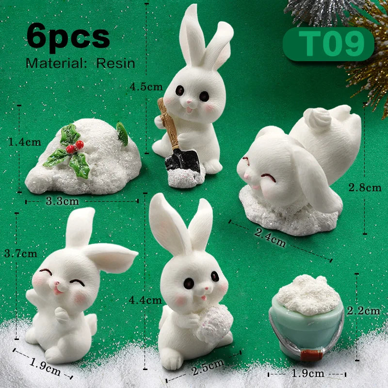Figurine de pâques de noël, lapin blanc, carotte, bricolage, décor de chambre Kawaii, accessoires de décoration de jardin féerique miniatures modernes