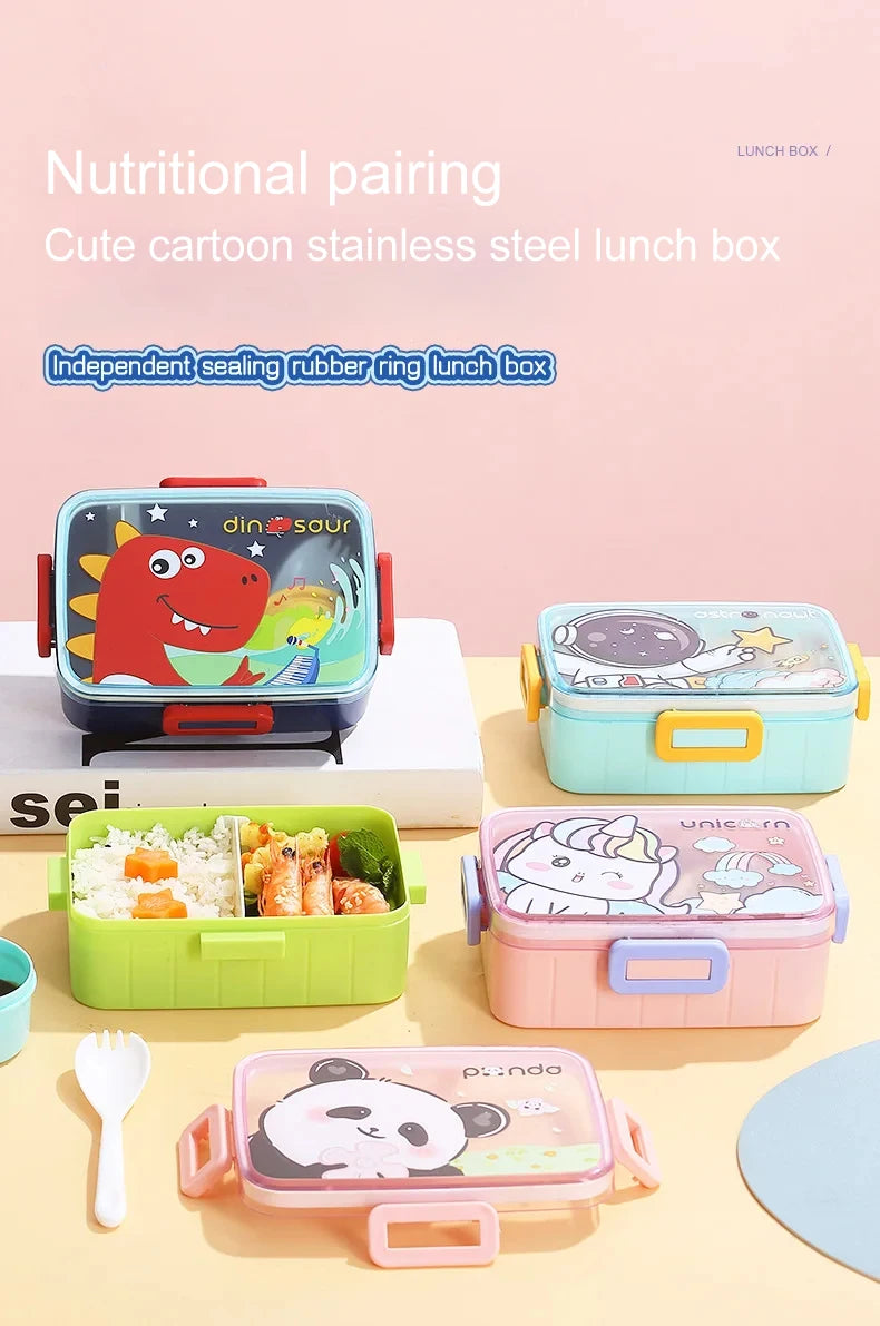 Boîte à déjeuner mignonne pour enfants, filles et garçons, avec compartiments, boîte à déjeuner Bento, étanche, boîtes à collations alimentaires pour enfants, nouveau 2025